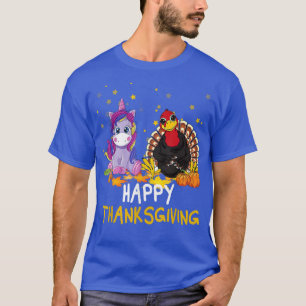 Camiseta Cute Unicorn Hugs A Turkey Happy Thanksgiving Fall