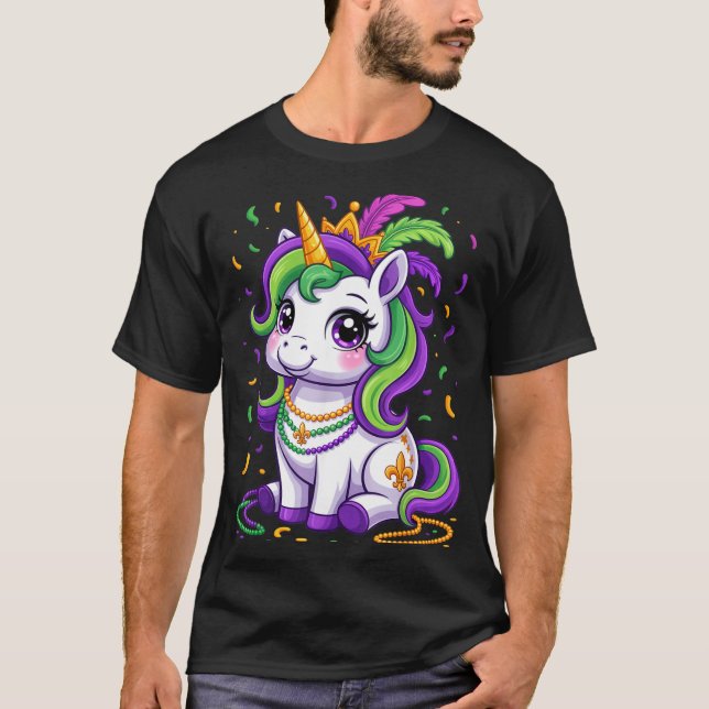 Camiseta Cute Unicorn Mardi Gras Carnival Fat Tuesday Girls (Frente)