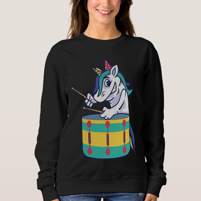 Camiseta Cute Unicorn Playing Snare Percussion Snare Drumme (Frente)