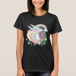 Camiseta Cute Unicorn with Flowers Magical Unicorn Art