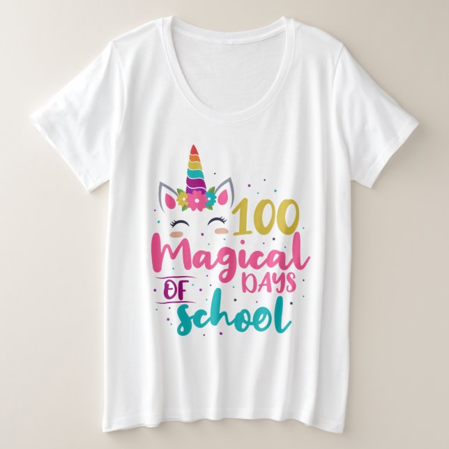 Camiseta Cute Unicórnio 100 Dias Mágicos De Escola (Frente do Design)