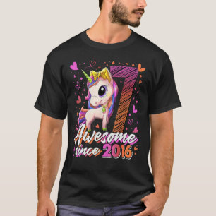 Camiseta Cute Unicórnio De 7 Anos Oferece 7 de Aniversário 