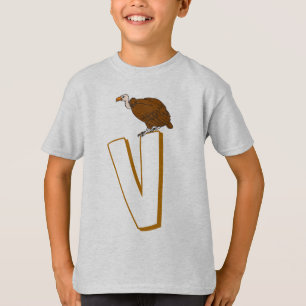 Camiseta Cute V para o Abutre - Crianças - Alfabeto ABCD in