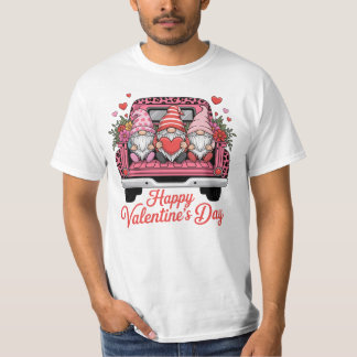 Camiseta cute-valentine-gnomes-pink-truck-happy-valentines-