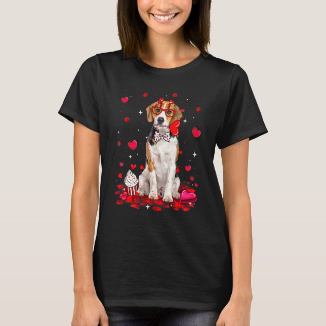 Camiseta Cute Valentine's Day Beagle Dog Heart Costume (Frente)