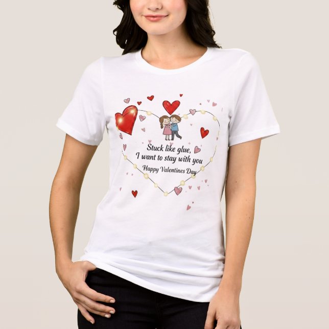 Camiseta Cute Valentine's day couple hearts custom (Frente)