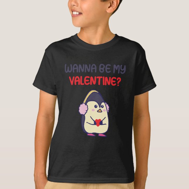 Camiseta Cute Valentins Day Penguin (Frente)