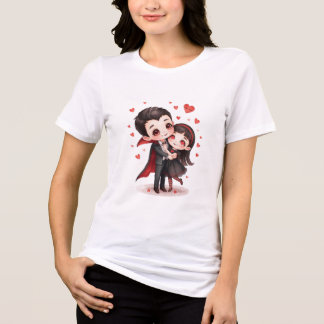 Camiseta Cute Vampire Couple Hugging Valentine Design