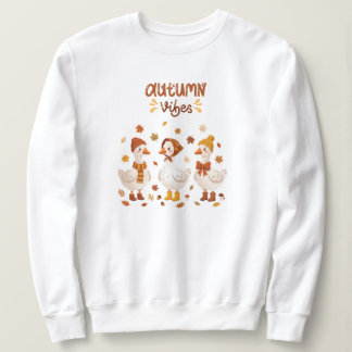 Camiseta Cute Vibes de Outono Gansos | Patos e Folhas de Ou