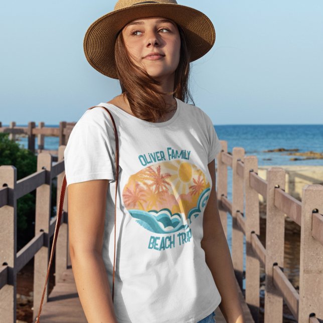 Camiseta Cute Vintage Beach levanta férias de sol feminina (Criador carregado)