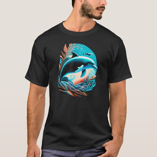 Camiseta Cute Vintage Dolphin Animal  Dolphin (Frente)