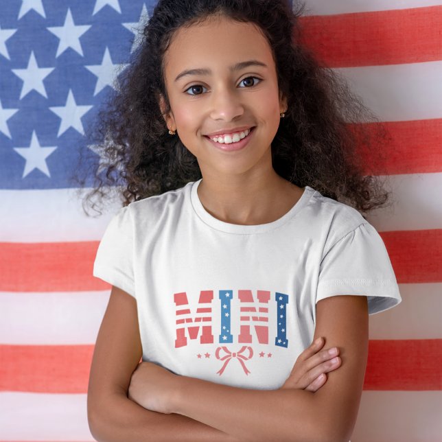 Camiseta Cute Vintage Mini Ribbon 4 de julho (Criador carregado)