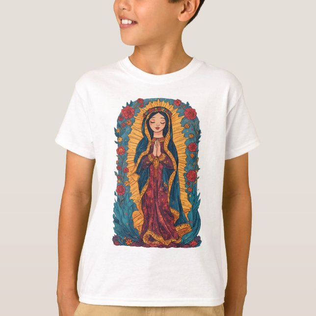 Camiseta Cute Virgin of Guadalupe Kid's Tee Shirt (Frente)