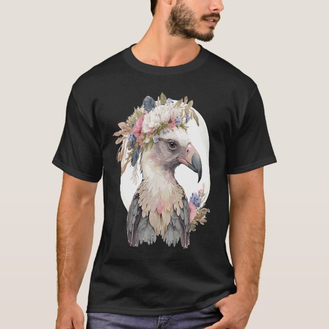 Camiseta Cute Vulture Bird Flower Crown Floral Exotic Birds (Frente)