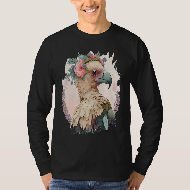 Camiseta Cute Vulture Bird Flower Crown Floral Wild Birds (Frente)