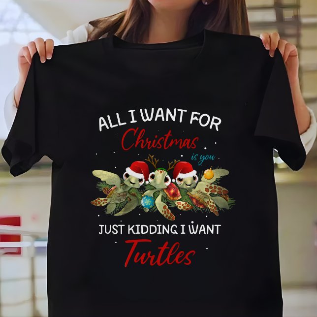 Camiseta Cute Want Turtles For Christmas  (Criador carregado)