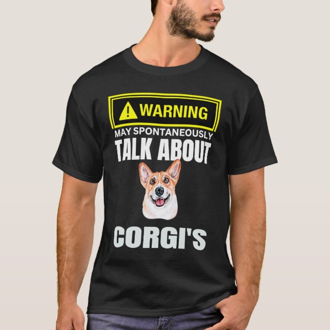Camiseta Cute Warning May Spontaneously Talk About Corgis L (Frente)
