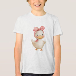 Camiseta Cute Watercolor Duck with Gingham Bow Illustration
