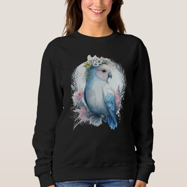 Camiseta Cute Watercolor Lovebird Bird Flower Crown Pet Bir (Frente)