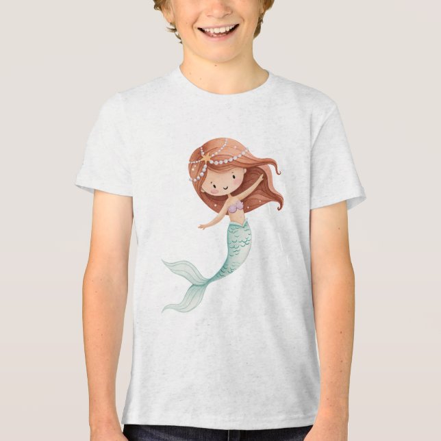 Camiseta Cute Watercolor Mermaid Illustration (Frente)
