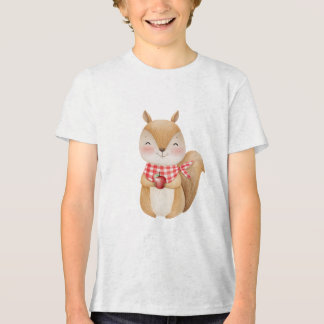 Camiseta Cute Watercolor Squirrel Holding Apple Illustratio