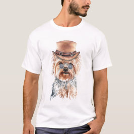 Camiseta Cute Watercolor Steampunk Yorkshire Terrier
