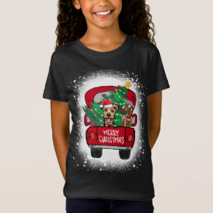 Camiseta Cute Welsh Terrier Red Truck Feliz Natal Bleac