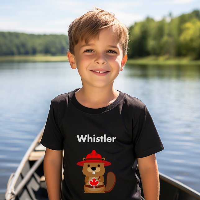 Camiseta Cute Whistler Canada Beaver com Maple Leaf Dark (Criador carregado)