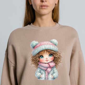 Camiseta Cute Winter Girl Cozy Scarf Kawaii Art