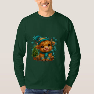 Camiseta Cute Winter Highland Cow Christmas Art – Cozy Baby