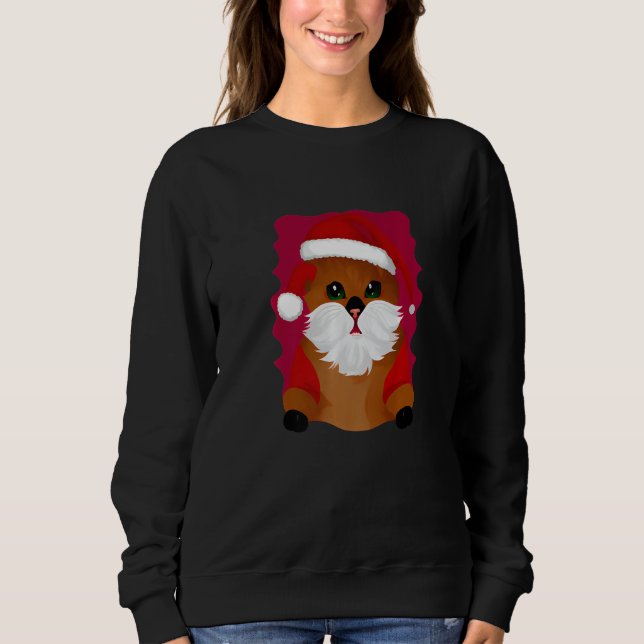 Camiseta Cute Winter Holiday Christmas Cat in a Santa Hat G (Frente)