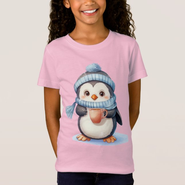 Camiseta Cute Winter Penguin Kids’ Tee - Holiday Graphic (Frente)
