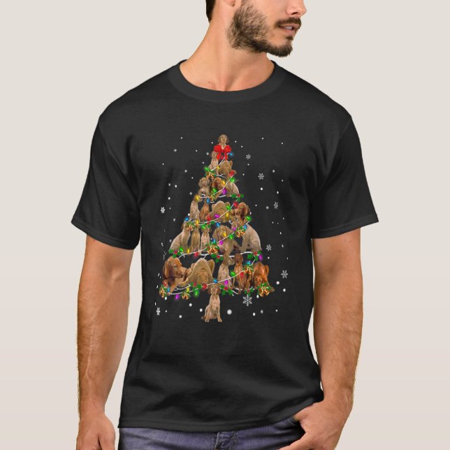 Camiseta Cute Wirehaired Vizsla Dog Christmas Tree Gift Dec (Frente)