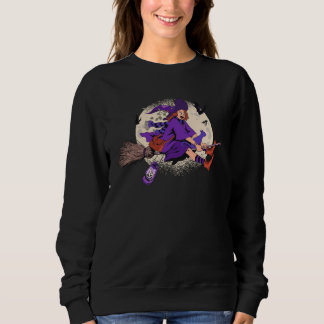 Camiseta Cute Witch Flying Broom Halloween