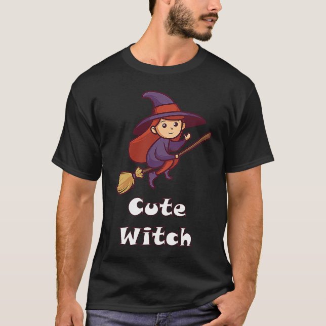 Camiseta Cute Witch Matching Group Halloween Costume (Frente)