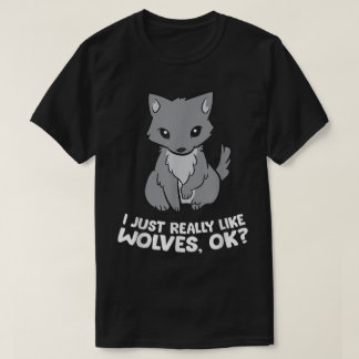 Camiseta Cute Wolf Lover Cartoon Design Funny Wolves Gift