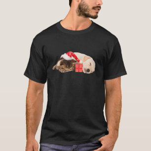 Camiseta Cute Yellow Lab Puppy Kitten Papai Noel Natal L