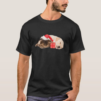 Camiseta Cute Yellow Lab Puppy Kitten Papai Noel Natal L