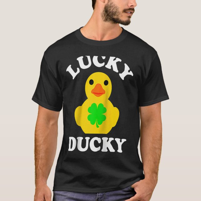 Camiseta Cute Yellow Rubber Duck Four Leaf C Lucky Ducky Ra (Frente)
