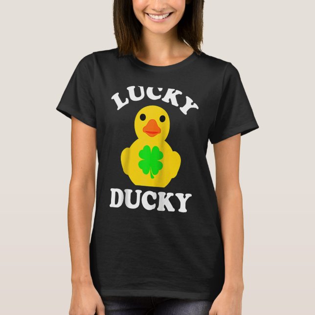 Camiseta Cute Yellow Rubber Duck Four Leaf C Lucky Ducky Ra (Frente)