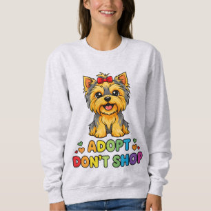 Camiseta Cute Yorkie Dog Rescue Shelter Adote Não Compre