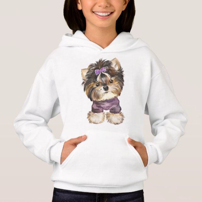 Camiseta Cute Yorkie Puppy Dog Cartoon Yorkshire Terrier    (Frente)