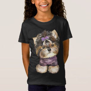 Camiseta Cute Yorkie Puppy Dog Cartoon Yorkshire Terrier T