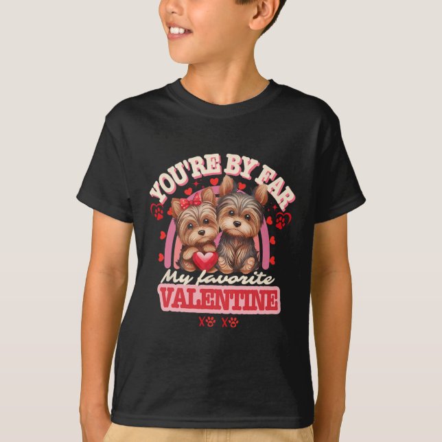 Camiseta Cute Yorkshire Couple Valentines Day Retro Yorkie  (Frente)