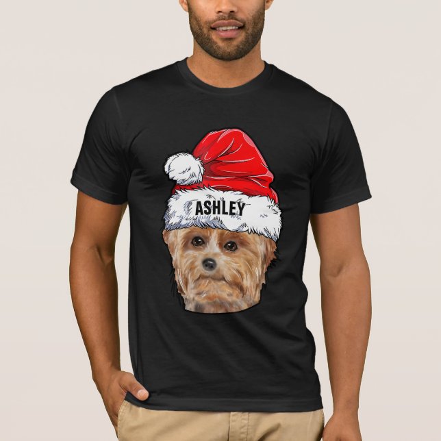 Camiseta Cute Yorkshire Terrier Christmas Hog Big (Frente)