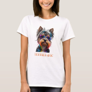 Camiseta Cute Yorkshire Terrier Vestindo óculos escuros