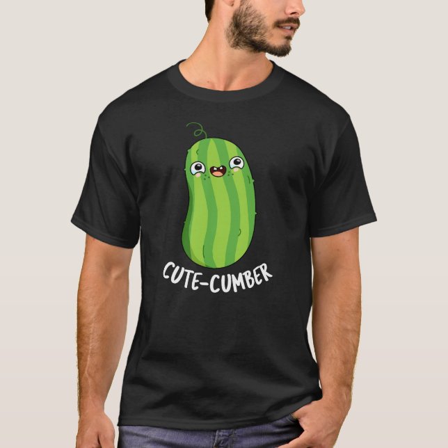 Camiseta Cutecumber Engraçado Pepino Escuro BG (Frente)