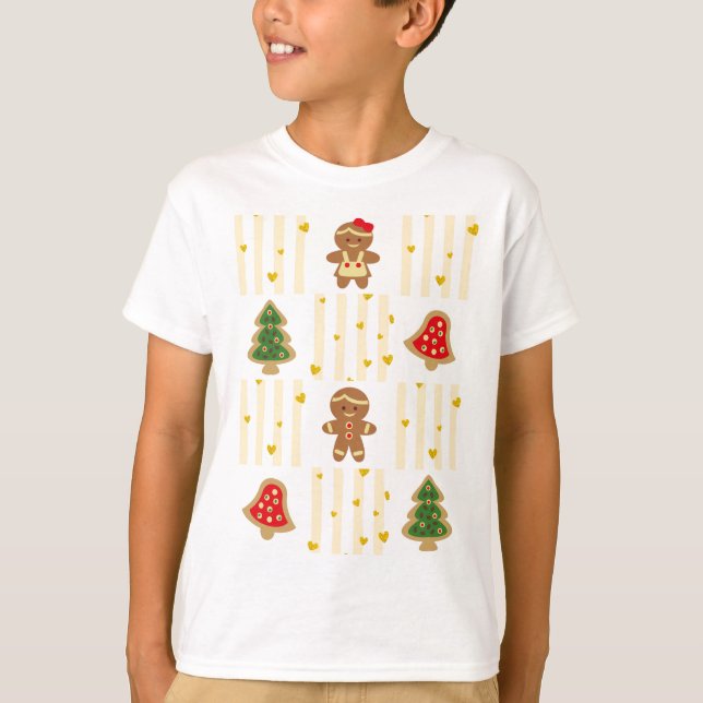 Camiseta Cuteness Natal com cookies e tiras amarelas (Frente)