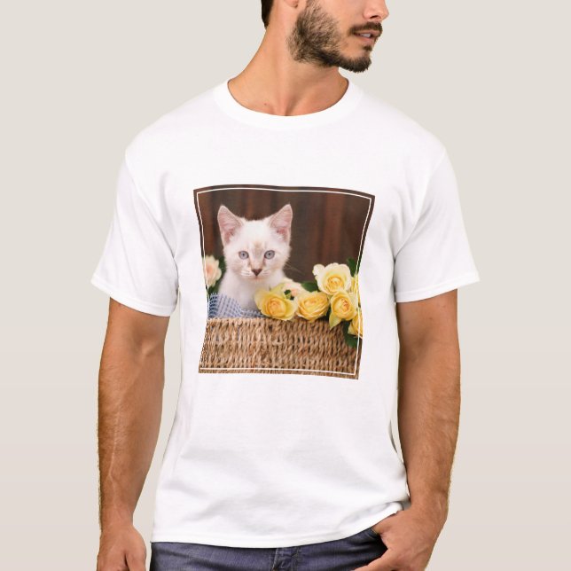 Camiseta Cutest Baby Animals | Kitten & Yellow Roses (Frente)