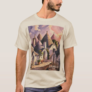 Camiseta Cutom Alberobello Trulli Houses Italy Watercolor